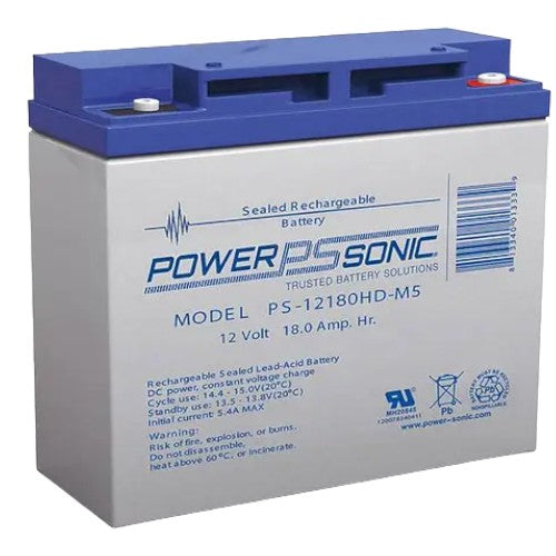 Power-Sonic PS-12180HD-M5 Battery - 12V/18AH with M5 Terminal