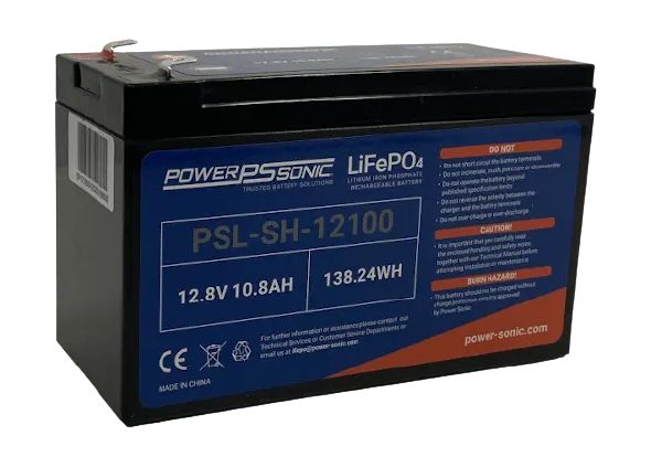 PSL-SH-12100 Battery by Power-Sonic - 12.8V/10.8V Rechargeable Lithium LIFEPO4