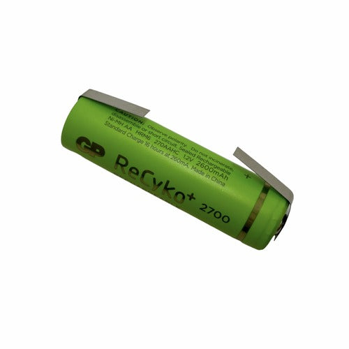 GP2700AH Battery with Solder Tabs, Recyko 2700, 1.2V/2600mAh Cell | BBM Battery