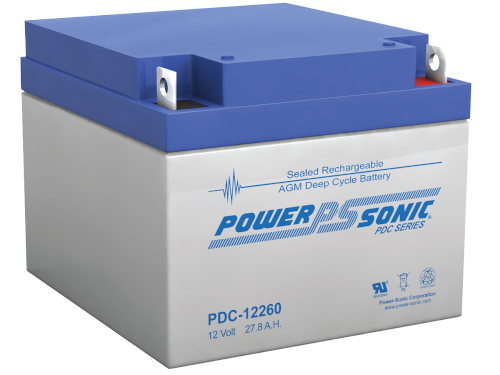 PDC-12260  - Powersonic Deep Cycle Battery, 12V/27.8AH Nut & Bolt terminals