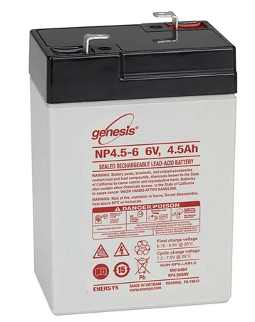 Enersys Genesis NP4.5-6 - 6V/4.5AH Sealed Lead Acid Battery - NP4-6